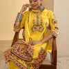 Dhiyona IE Ethnic Motifs Printed V-Neck Pure Cotton Straight Kurta With Trousers & Dupatta