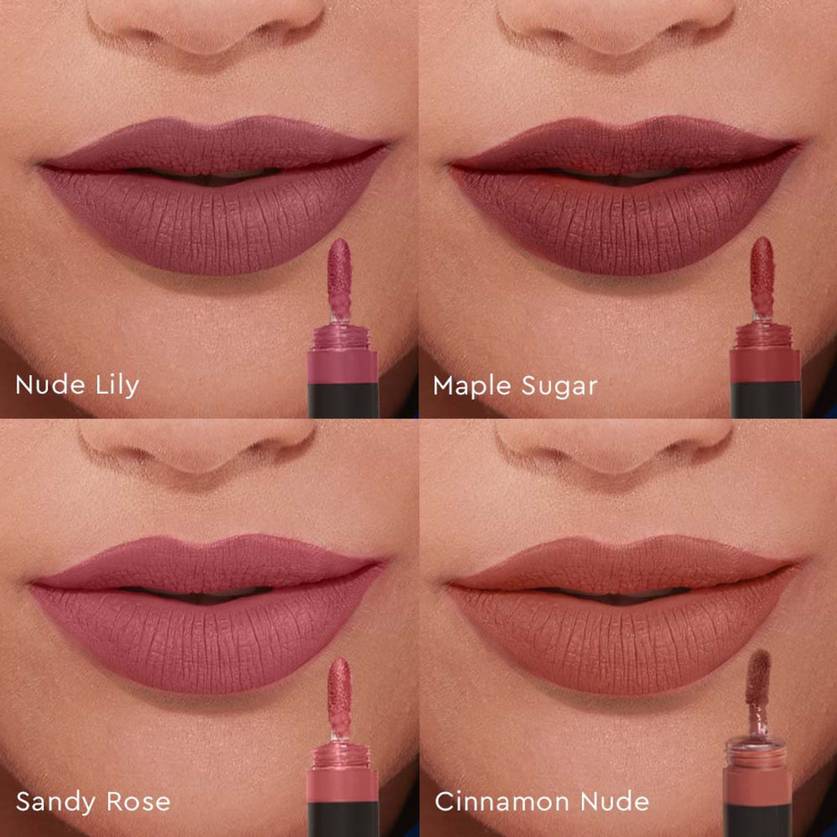 KIRO Four Play Non-Stop Airy Matte Liquid Lipstick in the Supreme Quad with four vibrant shades displayed.