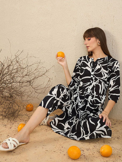 Indyancart IE Floral Printed Pure Cotton Tunic & Trousers