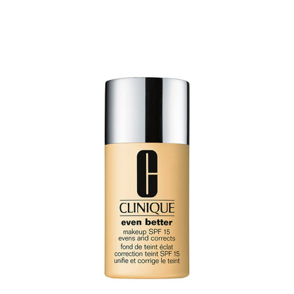 Clinique Even Better Makeup SPF 15 in Oat shade, liquid foundation bottle with pump dispenser and product label visible.