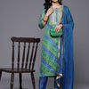 Dhiyona VA Women's Bandhani Printed Zari Embroidered Kurta with Trousers & With Dupatta