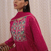 Indyancart IE Floral Embroidered A-Line Kurta with Trousers & Dupatta