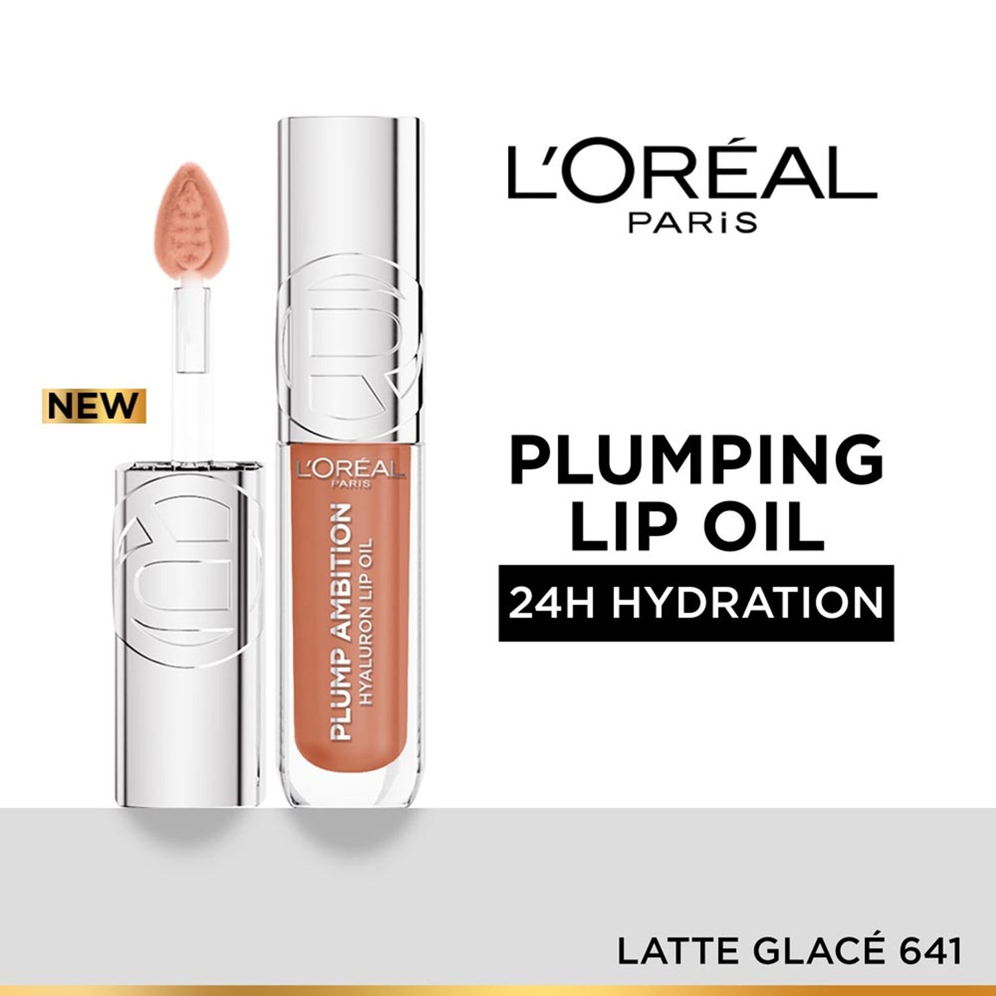 L'Oreal Paris Plump Ambition Hyaluron Lip Oil for fuller, bouncier lips - 641 Latte Glace