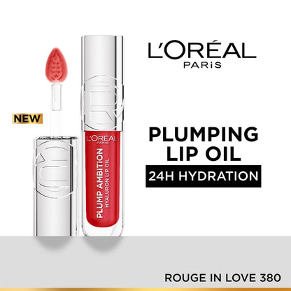 L'Oreal Paris Plump Ambition Hyaluron Lip Oil for fuller, bouncier lips - 380 Rouge In Love