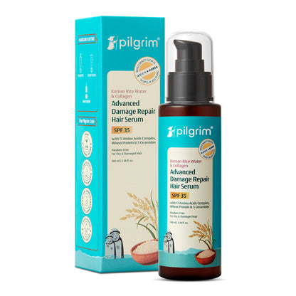 Pilgrim Korean Rice Water & Collagen Advanced Damage Repair Hair Serum SPF 35 Protects & Nourishes