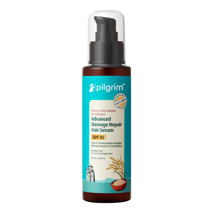 Pilgrim Korean Rice Water & Collagen Advanced Damage Repair Hair Serum SPF 35 Protects & Nourishes