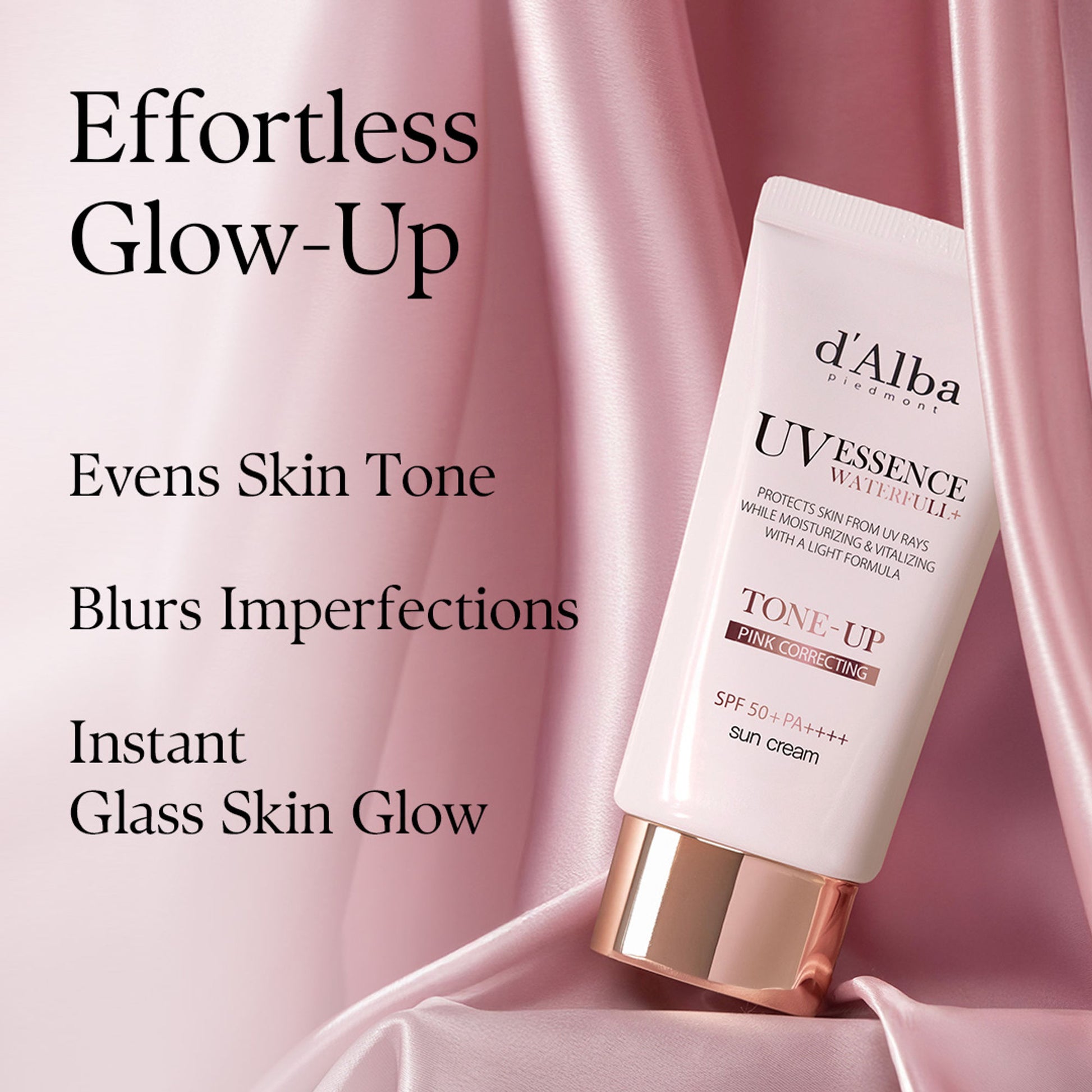 d'Alba piedmont Waterfull Tone-Up Sunscreen, Vegan, Tinted Moisturizer, SPF 50+ PA++++, Glowy