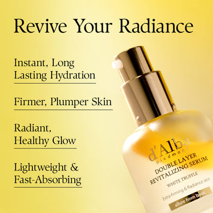 d'Alba piedmont White Truffle Double Layer Revitalizing Serum, 100Hr Hydration