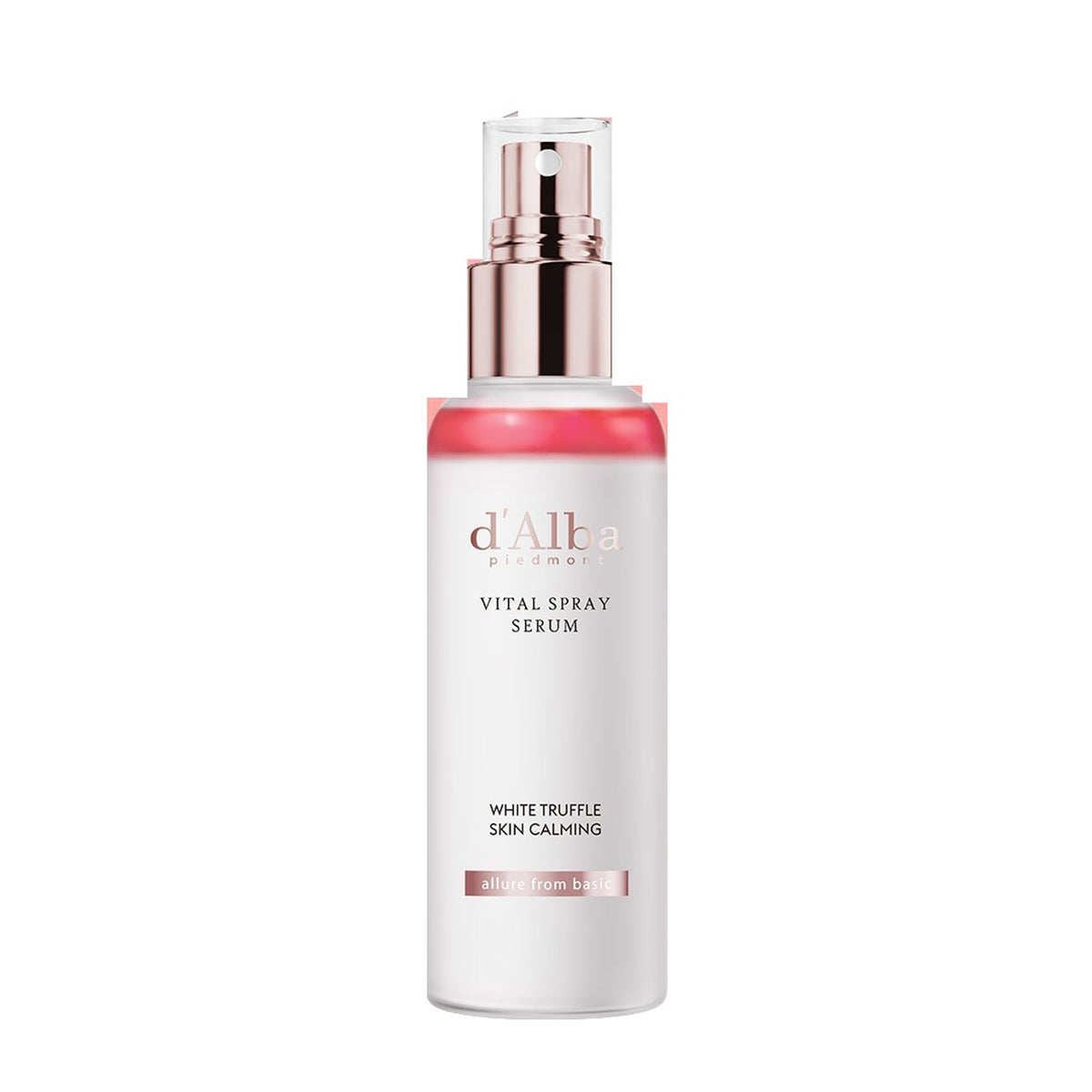 d'Alba Piedmont White Truffle Vital Spray Serum in a sleek bottle, designed for hydrating and soothing sensitive skin.