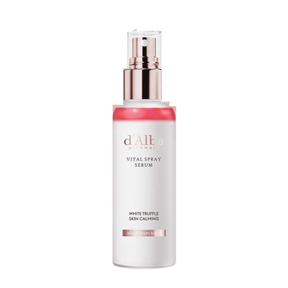 d'Alba Piedmont White Truffle Vital Spray Serum in a sleek bottle, designed for hydrating and soothing sensitive skin.