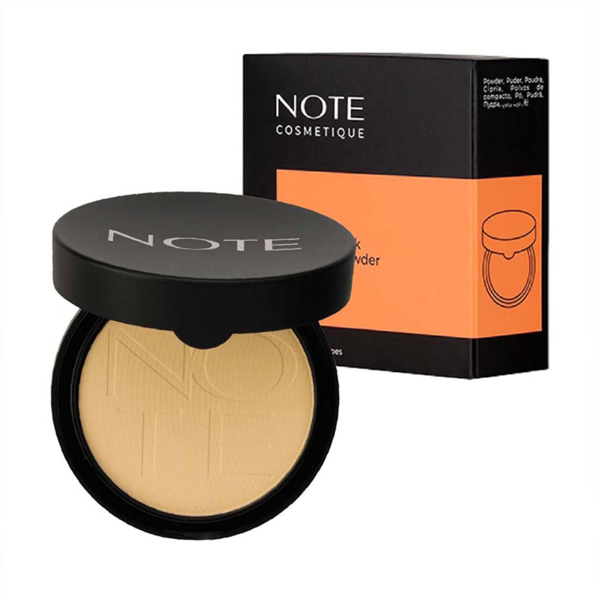 Note Cosmetique Luminous Silk Compact Powder in shade 5, featuring a smooth, luminous finish and elegant compact case.