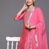 Dhiyona VA Women's Pink Yoke Design Kurta with Trousers & With Dupatta
