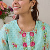 Dhiyona IE Women Floral Embroidered Thread Work Linen Kurta with Trousers & With Dupatta