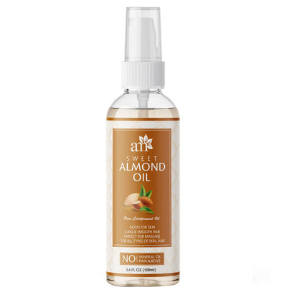 AromaMusk 100% Pure Cold Pressed Sweet Almond Oil For Massage, Skin & Hair
