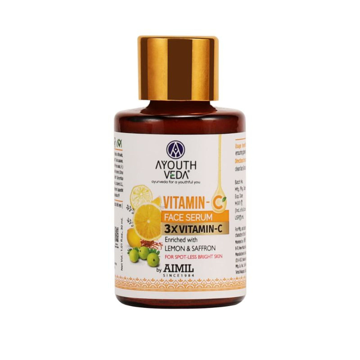 Ayouthveda Vitamin-C Face Serum with 3X Vitamin-C & Saffron to Boost Glow & Even Skin Tone