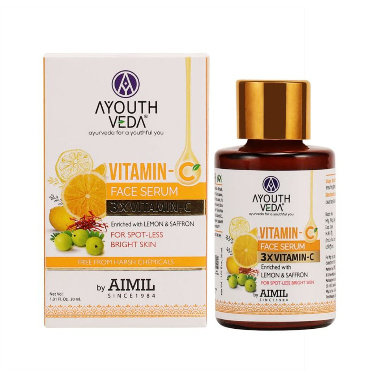 Ayouthveda Vitamin-C Face Serum with 3X Vitamin-C & Saffron to Boost Glow & Even Skin Tone