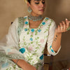 Dhiyona IE Women Floral Embroidered Regular Thread Work Kurta with Trousers & With Dupatta