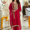Dhiyona IE Women Ethnic Motifs Embroidered A-Line Kurta with Trousers & Dupatta