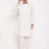 Men's Cream Cotton Blend Pathani Pathani Kurta Set
