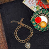 Dhiyona Women Gold Plated Ad Bracelet Rakhi With Roli Chawal Chandan Mishri