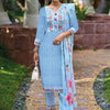 Indyancart IE Floral Embroidered Pure Cotton Kurta With Trousers & Dupatta