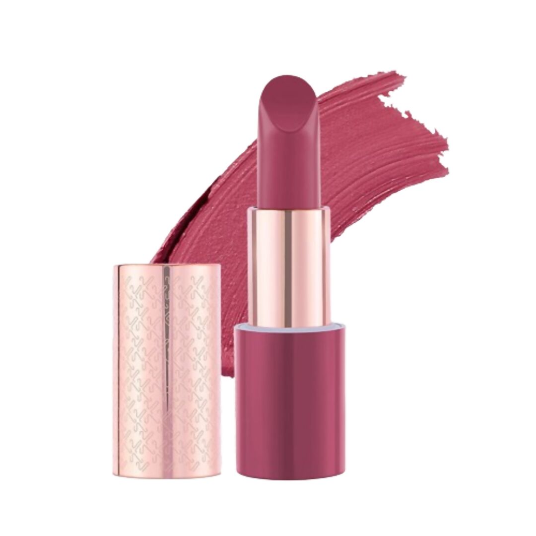 Kay Beauty Matte Drama Long Stay Lipstick in Rehearsal shade, featuring a sleek tube and the lipstick bullet visible.