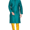Men's Green Silk Blend Straight Kurta Pyjama Set