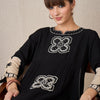 Dhiyona IE Floral Embroidered Notch Neck Empire Thread Work A-Line Kurta With Palazzo