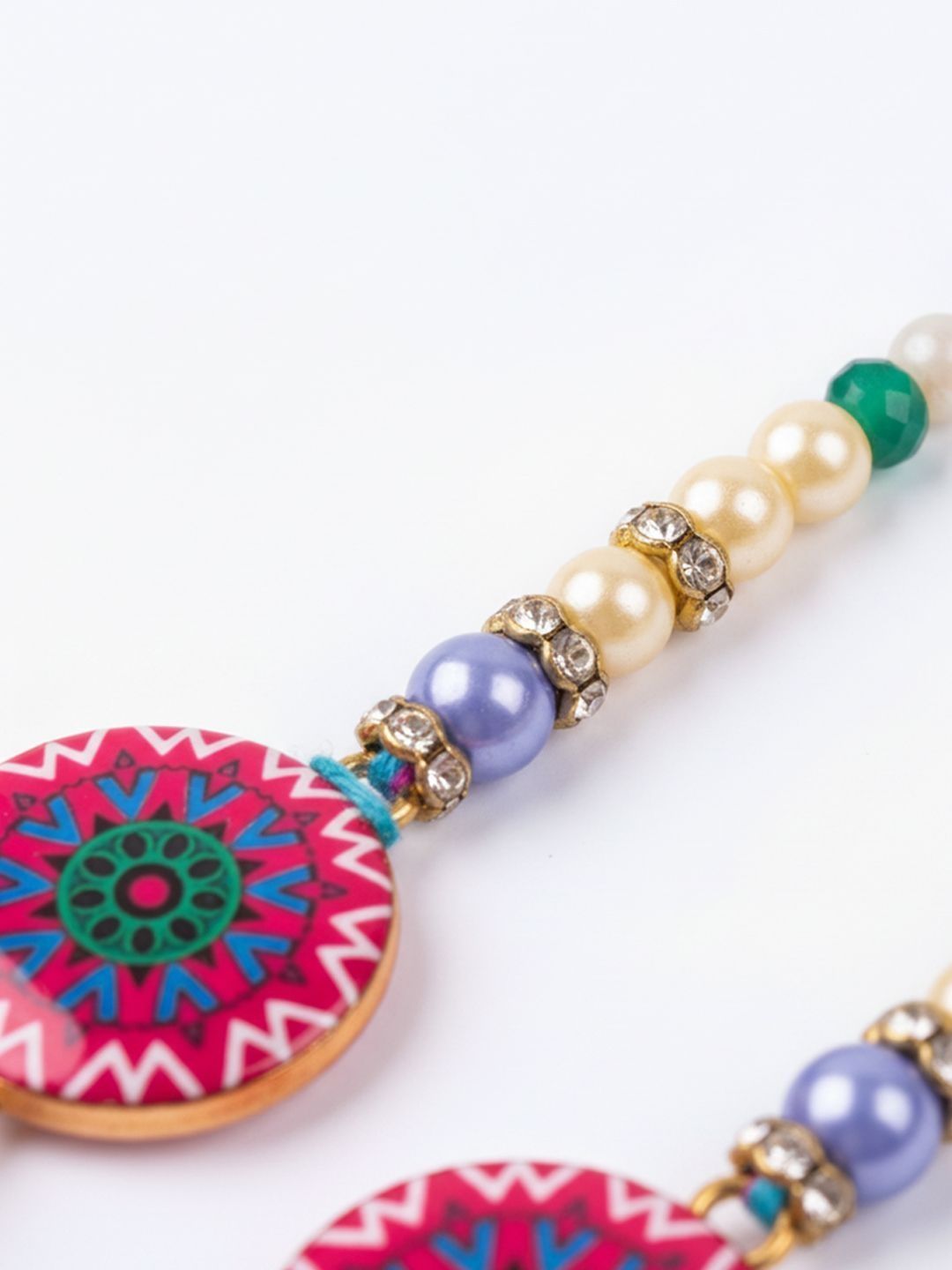 Anouk Set Of 2 Artificial Stones & Beads Floral Design Bhaiya Bhabhi Rakhi