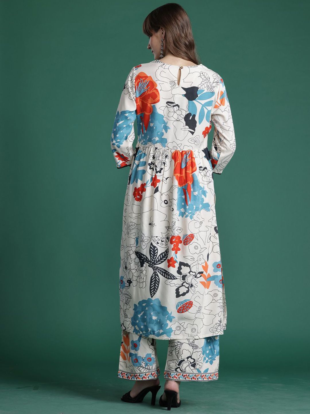 Indyancart IE Printed Straight Tunic & Trousers Co-Ord Set