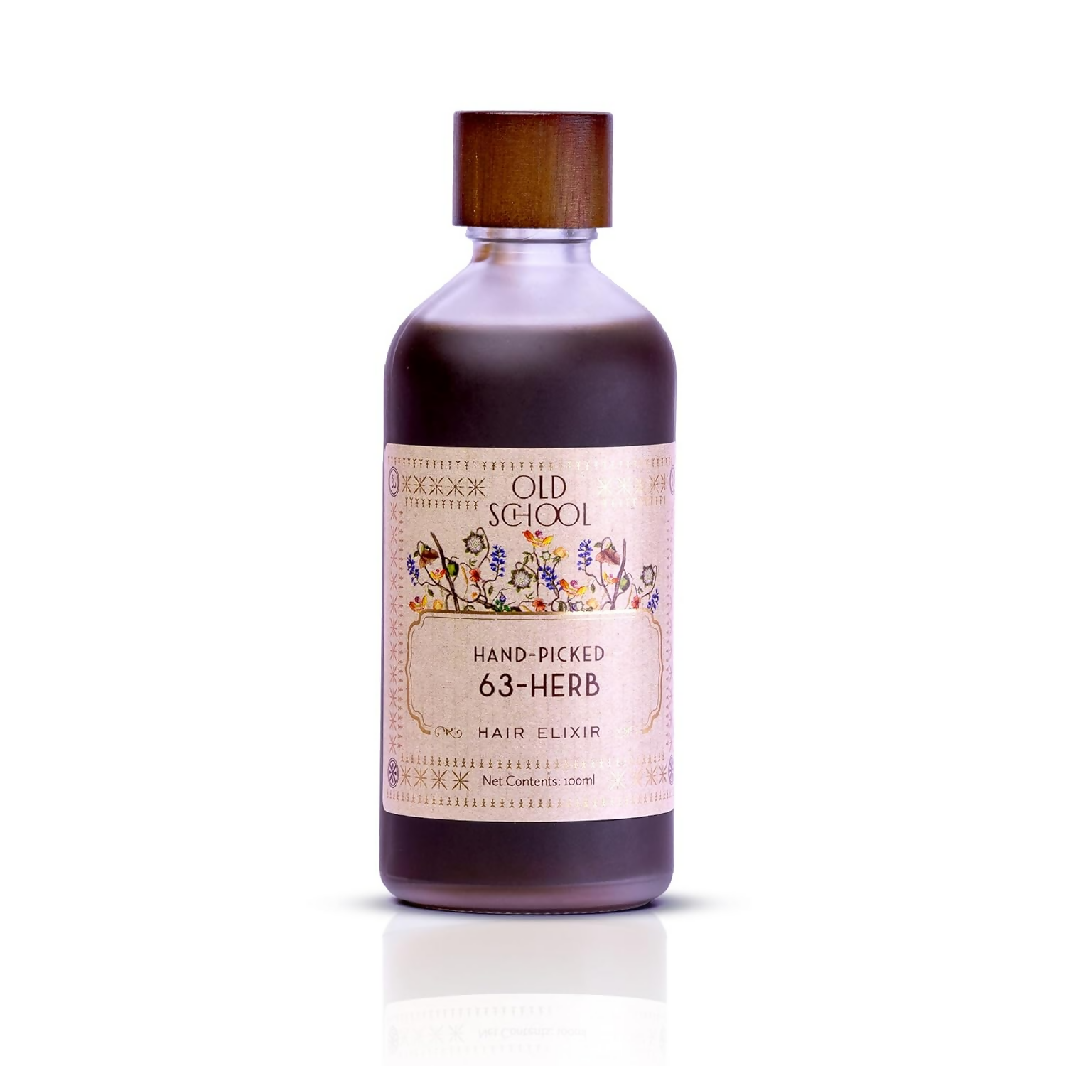 Old School Rituals 63-Herb Hair Elixir bottle of natural hair oil for healthy, strong hair growth with herbal ingredients.