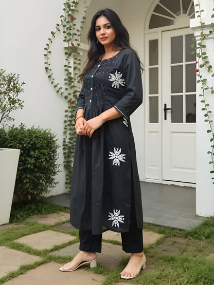 Indyancart IE Floral Embroidered A-Line Co-Ords Set