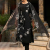 Indyancart IE Floral Embroidered Straight Thread Work Kurta with Trousers & Dupatta