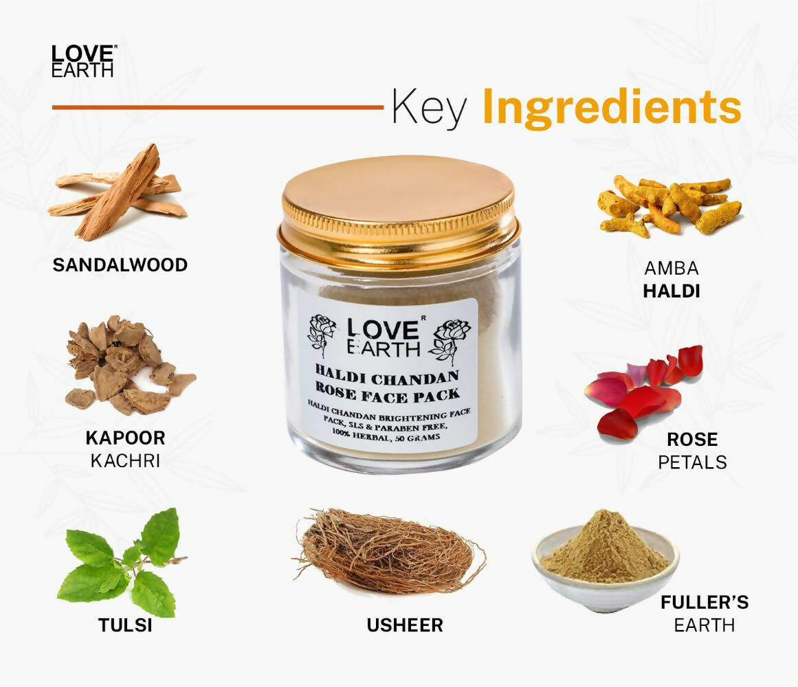 Love Earth Haldi Chandan Rose Face Pack - Indyancart