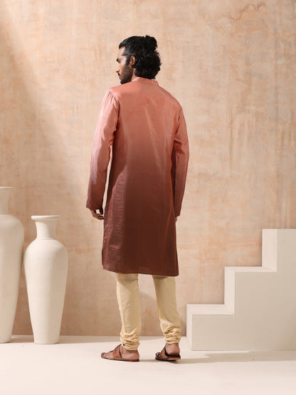 Indyancart ST Mens Ombre Shades of Brown Kurta