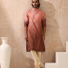 Indyancart ST Mens Ombre Shades of Brown Kurta