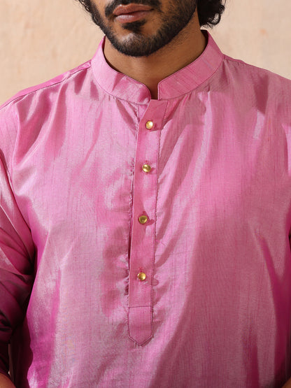 Indyancart ST Mens Ombre Shades of Pink Kurta