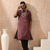 Indyancart ST Mens Chocolate Kurta with Gold Buttons