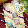 Dhiyona Set Of 3 Multicolor Ad Thread Rakhi With Roli Chawal Chandan Mishri