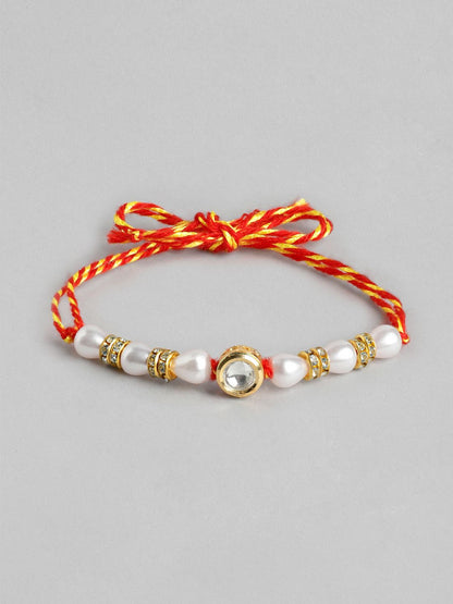 Anouk Unisex Set of 2 Beaded Bhai Bhabhi Rakhis With Roli & Chawal