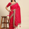 Women's Silk Blend Pink Embellished Designer Saree With Blouse Piece