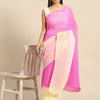 Women's Pure Crepe Pink Solid Designer Saree With Blouse Piece