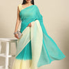 Women's Pure Crepe Sea Green Solid Designer Saree With Blouse Piece