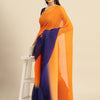 Women's Pure Crepe Orange Solid Designer Saree With Blouse Piece