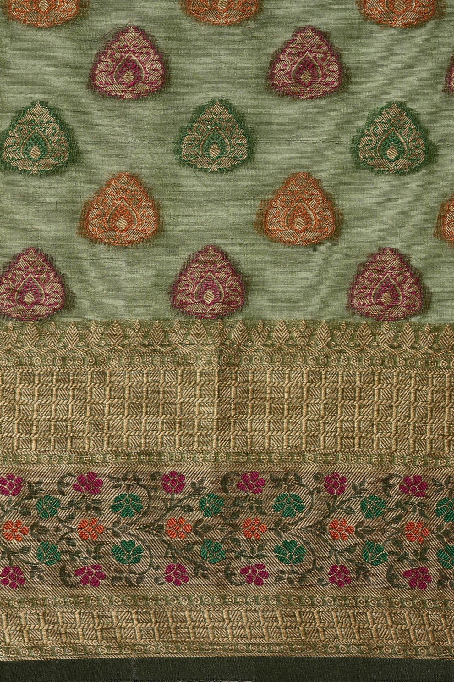 Dhiyona GR Women's Aarvi Pickle Green Zari Woven Design Banarasi Organza Saree
