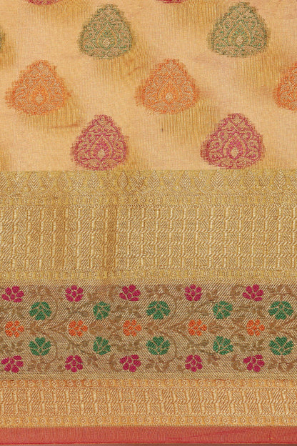 Dhiyona GR Women's Aarvi Amber Yellow Zari Woven Organza Silk Saree