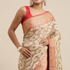 Dhiyona GR Women's Aarya Latte Beige Zari Woven Design Banarasi Pure Cotton Saree