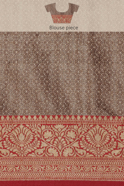 Dhiyona GR Women's Aarya Latte Beige Zari Woven Design Banarasi Pure Cotton Saree