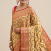 Dhiyona GR Women's Aarya Canary Yellow Zari Woven Design Banarasi Pure Cotton Saree