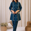 Dhiyona IE Floral Embroidered Shirt Collar Thread Work Pure Cotton Kurta & Trousers